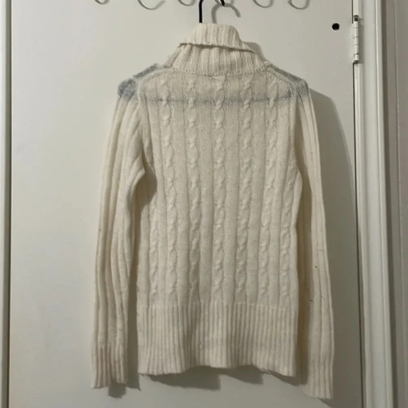 J. Crew Wool/Mohair Turtleneck Sweater Women M Cream Ivory Sheer Knit Preppy - Picture 2 of 4